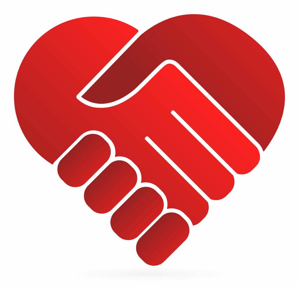 Herz aus Händen, die die Zusammenarbeit zwischen Patient und Behandler symbolisieren